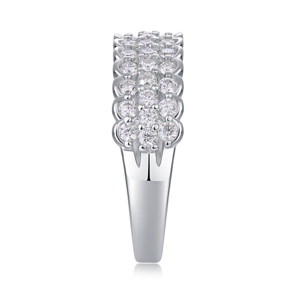 Multi-row Diamond Ring Luxury Fashion Set Moissanite Silver Ring