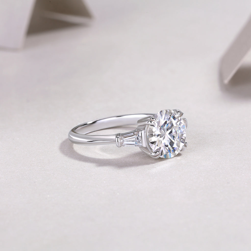Shining Step By Step - S925 Sterling Silver And Platinum Diamond Ring.