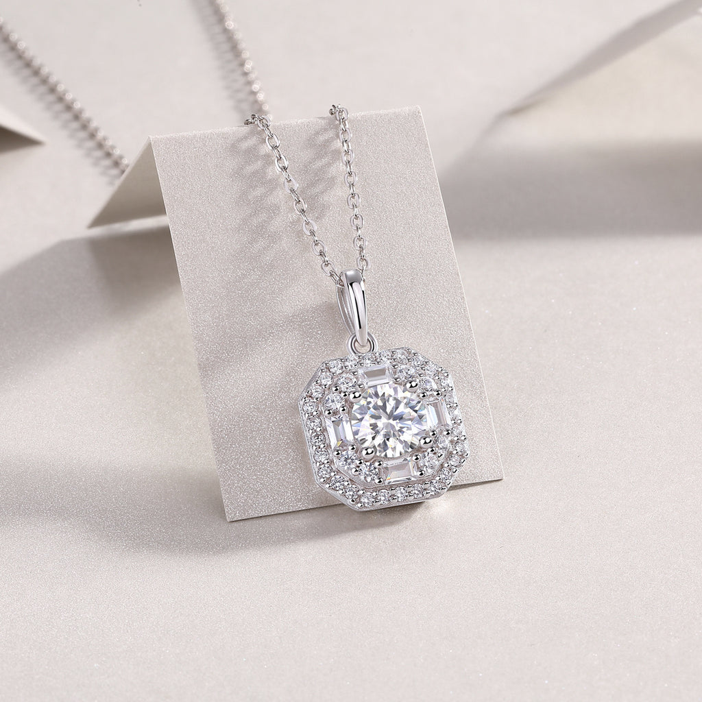 Moissan Diamond S925 Sterling Silver And Platinum-plated Pendant