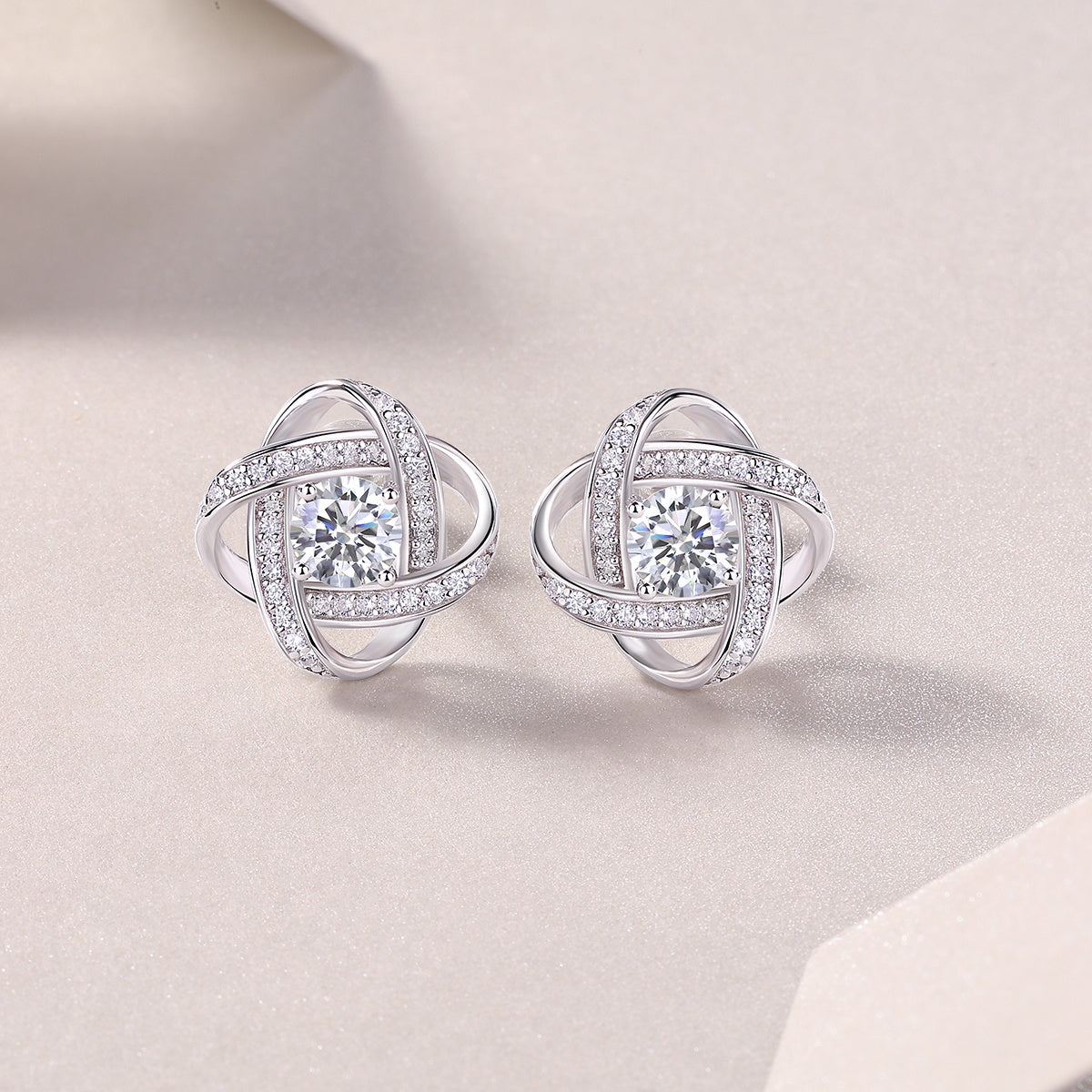 Hope Beam -Platinum-plated Stud Earrings