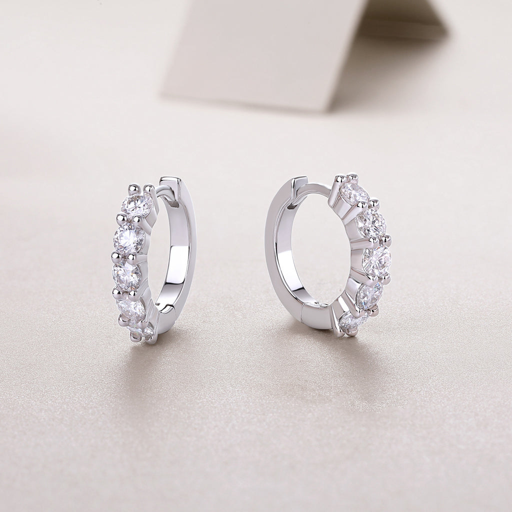 Dawn Diamond Set With Moissanite Silver Earrings