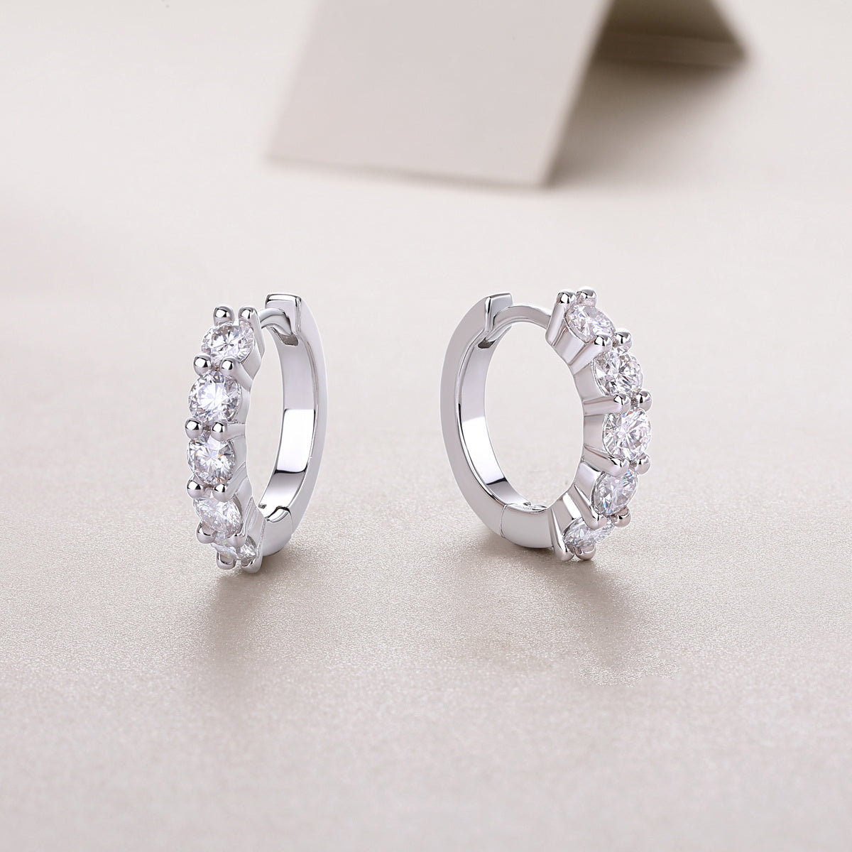 Dawn Diamond Set With Moissanite Silver Earrings