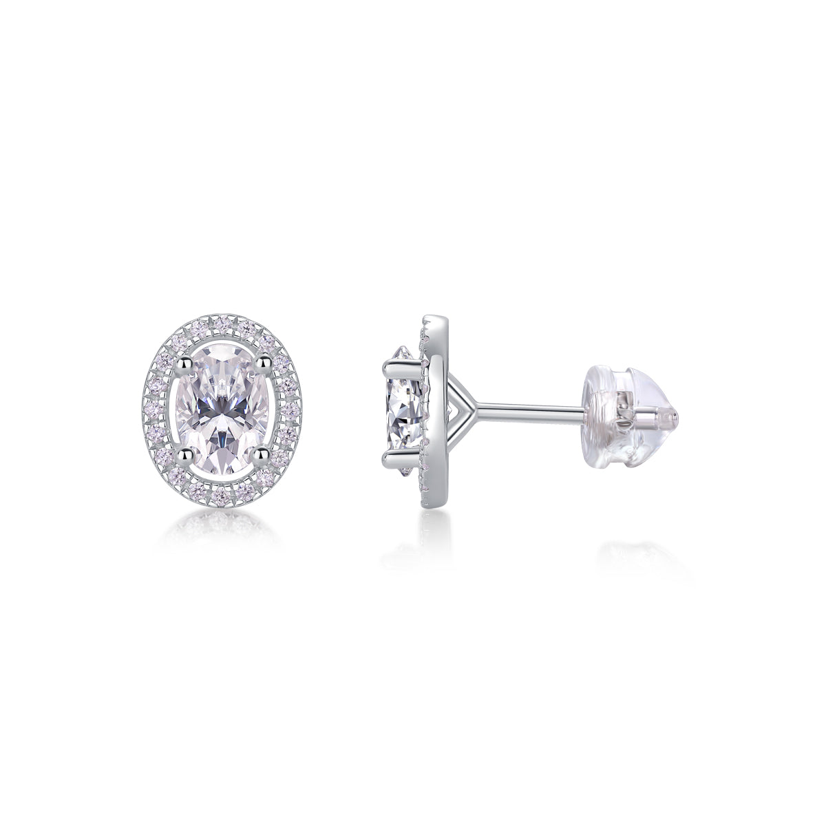 Phantom Night - S925 Sterling Silver And Platinum-plated Stud Earrings