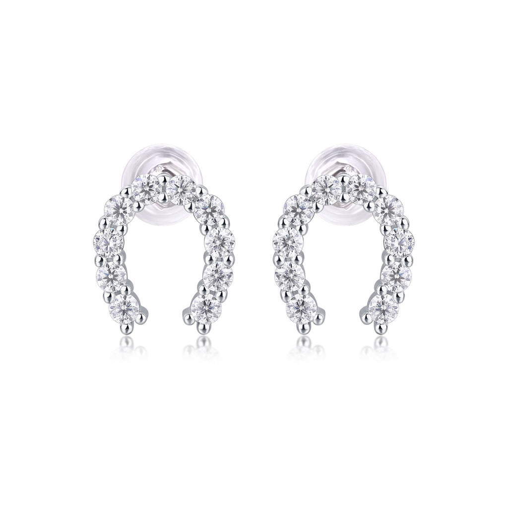 Keep Happiness Diamond Set Moissanite Silver Earrings