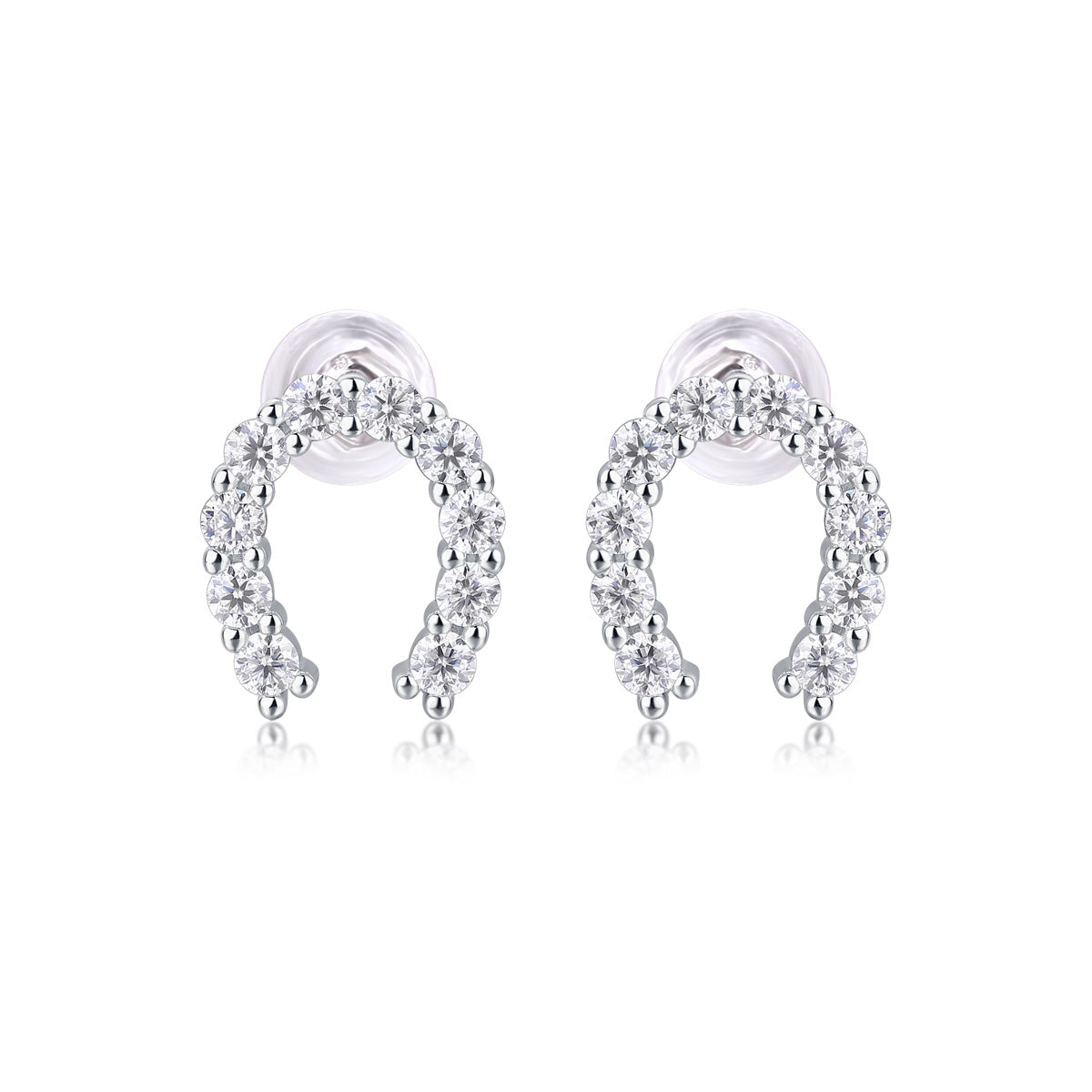Keep Happiness Diamond Set Moissanite Silver Earrings