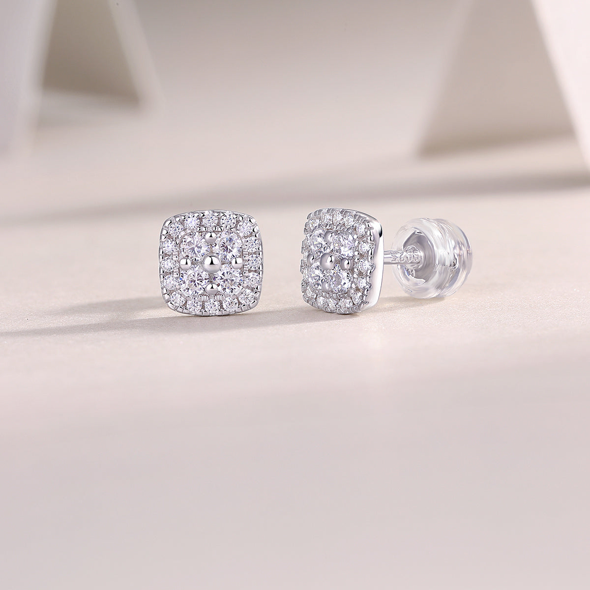 Fog Sea - S925 Sterling Silver And Platinum-plated Stud Earrings