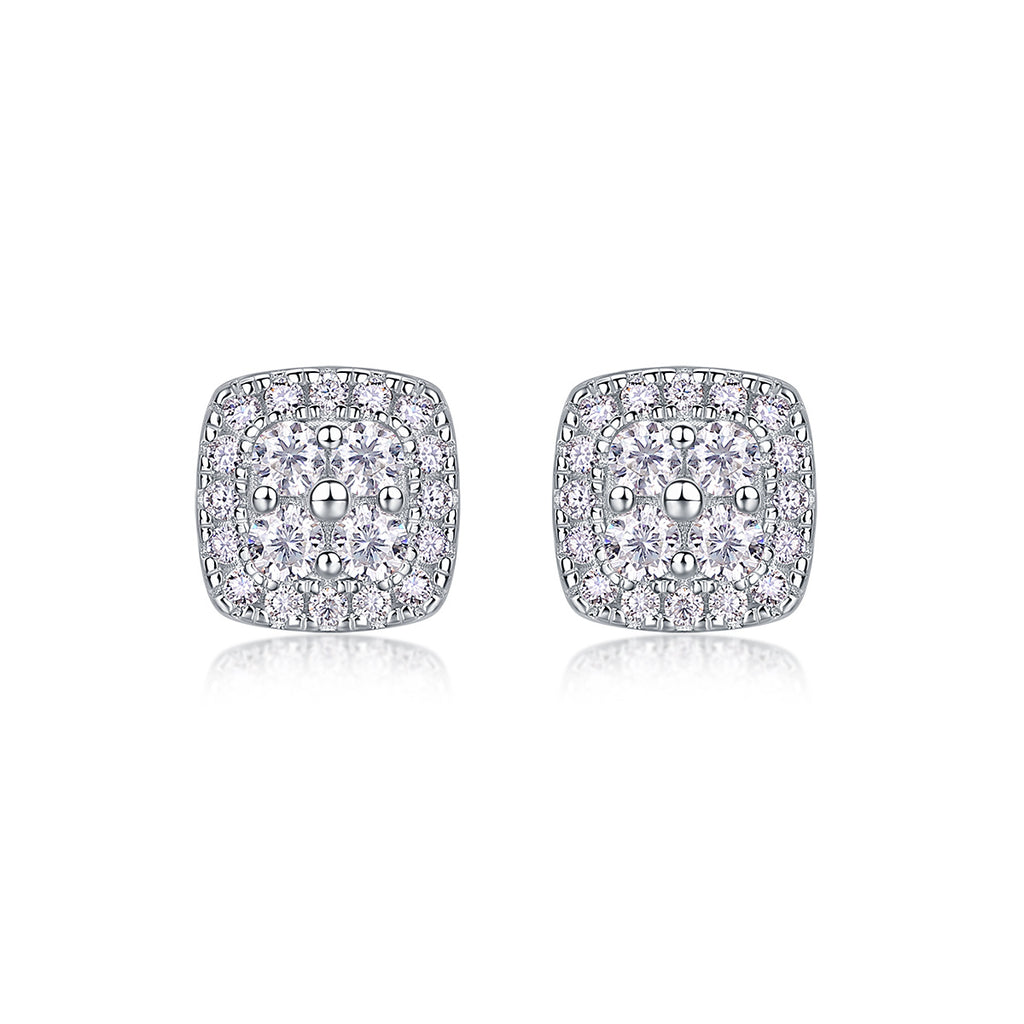 Fog Sea - S925 Sterling Silver And Platinum-plated Stud Earrings