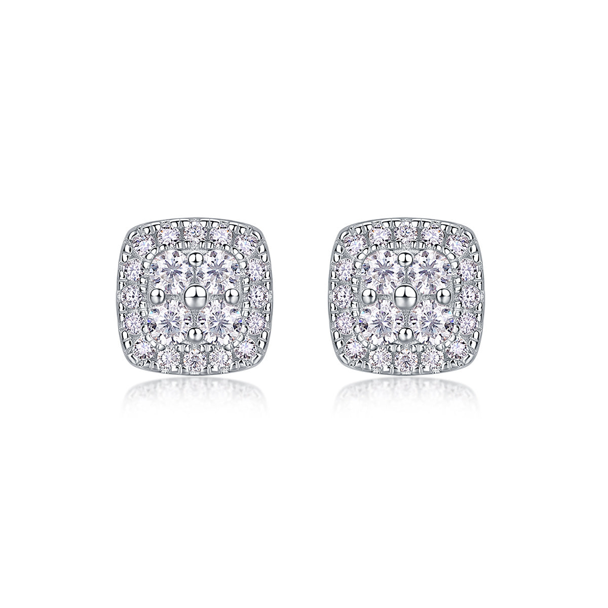 Fog Sea - S925 Sterling Silver And Platinum-plated Stud Earrings