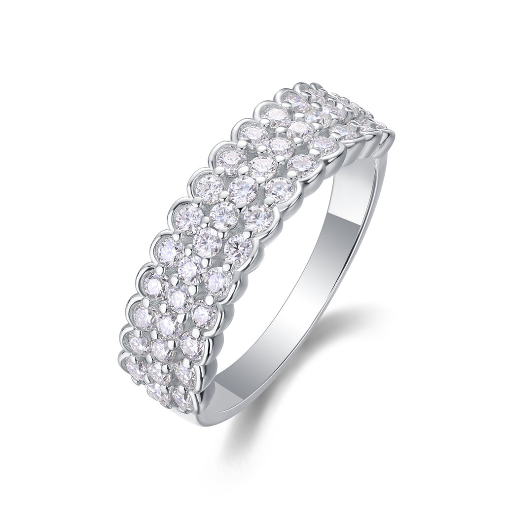 Multi-row Diamond Ring Luxury Fashion Set Moissanite Silver Ring