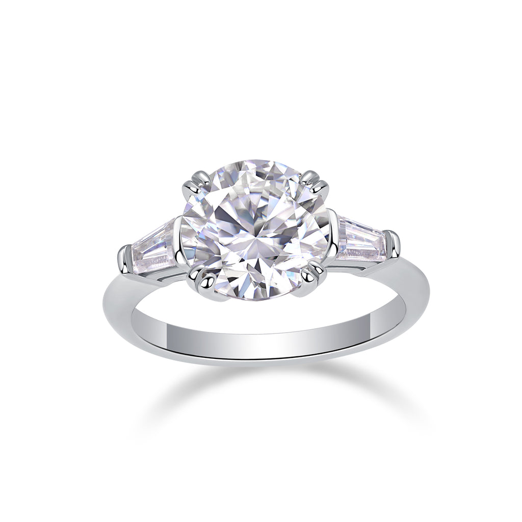 Shining Step By Step - S925 Sterling Silver And Platinum Diamond Ring.