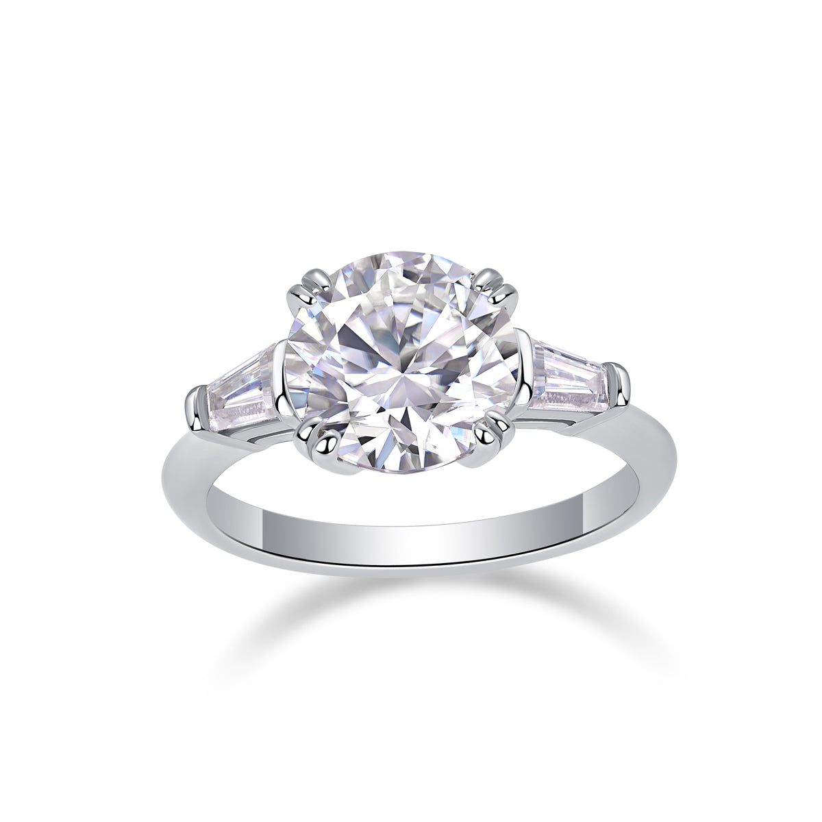Shining Step By Step - S925 Sterling Silver And Platinum Diamond Ring.