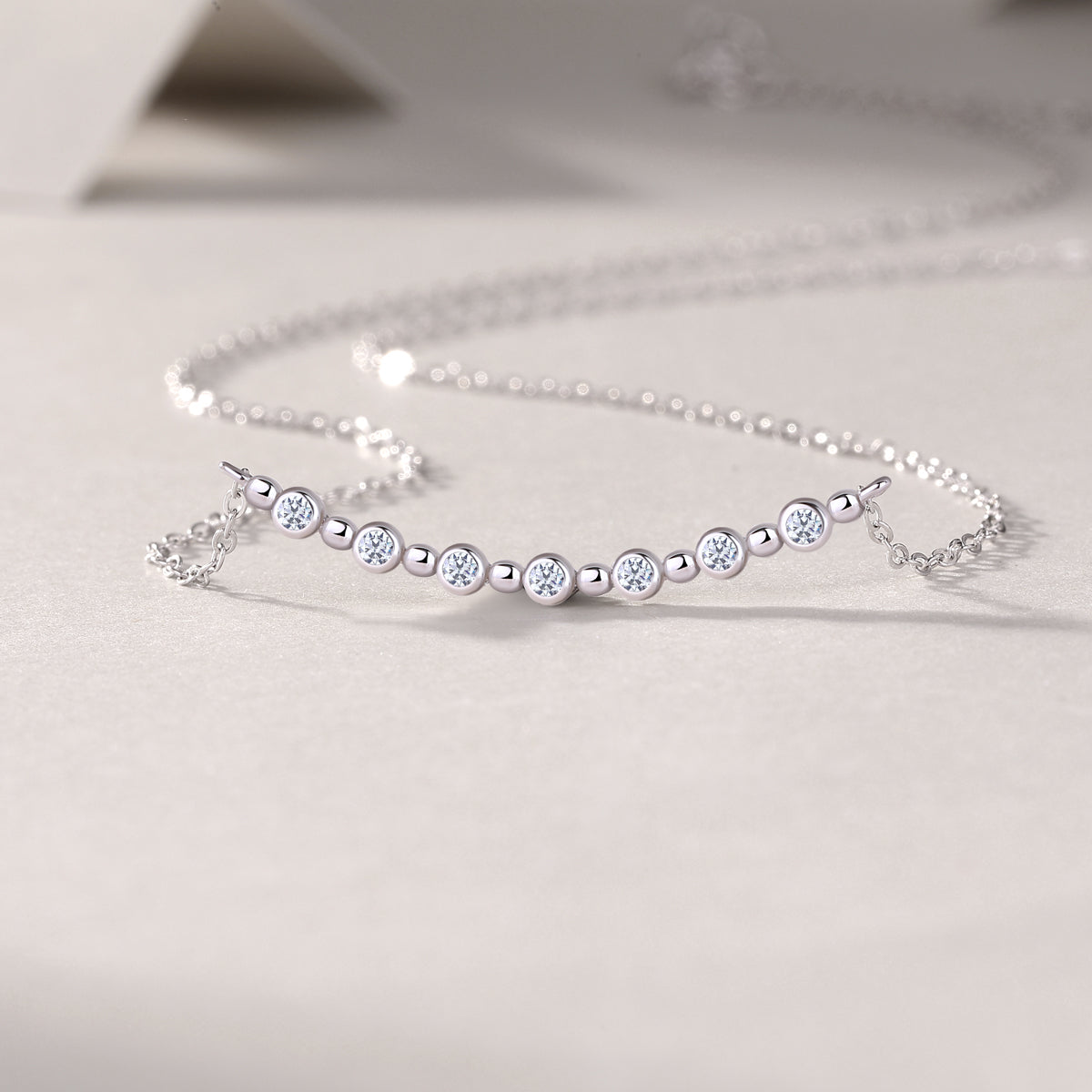 White Moon And Stars - S925 Sterling Silver And Platinum Plating