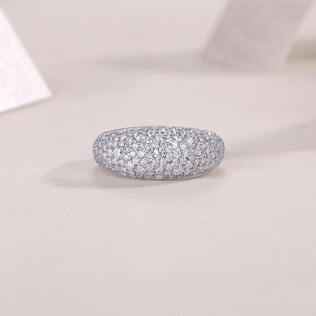 Moonlit Night Stars - A Fashionable S925 Sterling Silver And Platinum Diamond Ring