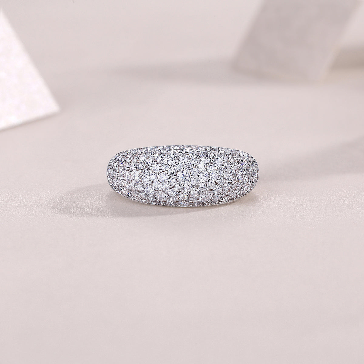Moonlit Night Stars - A Fashionable S925 Sterling Silver And Platinum Diamond Ring