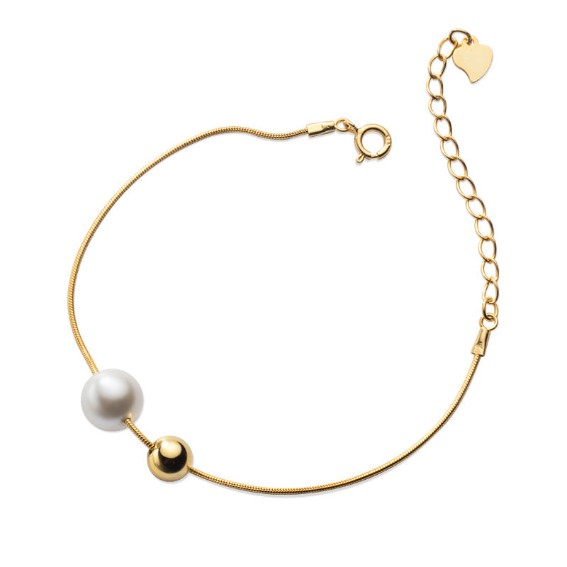S925 Silver Shell Pearls Synthetic Pearl Simplicity Bracelet For Women