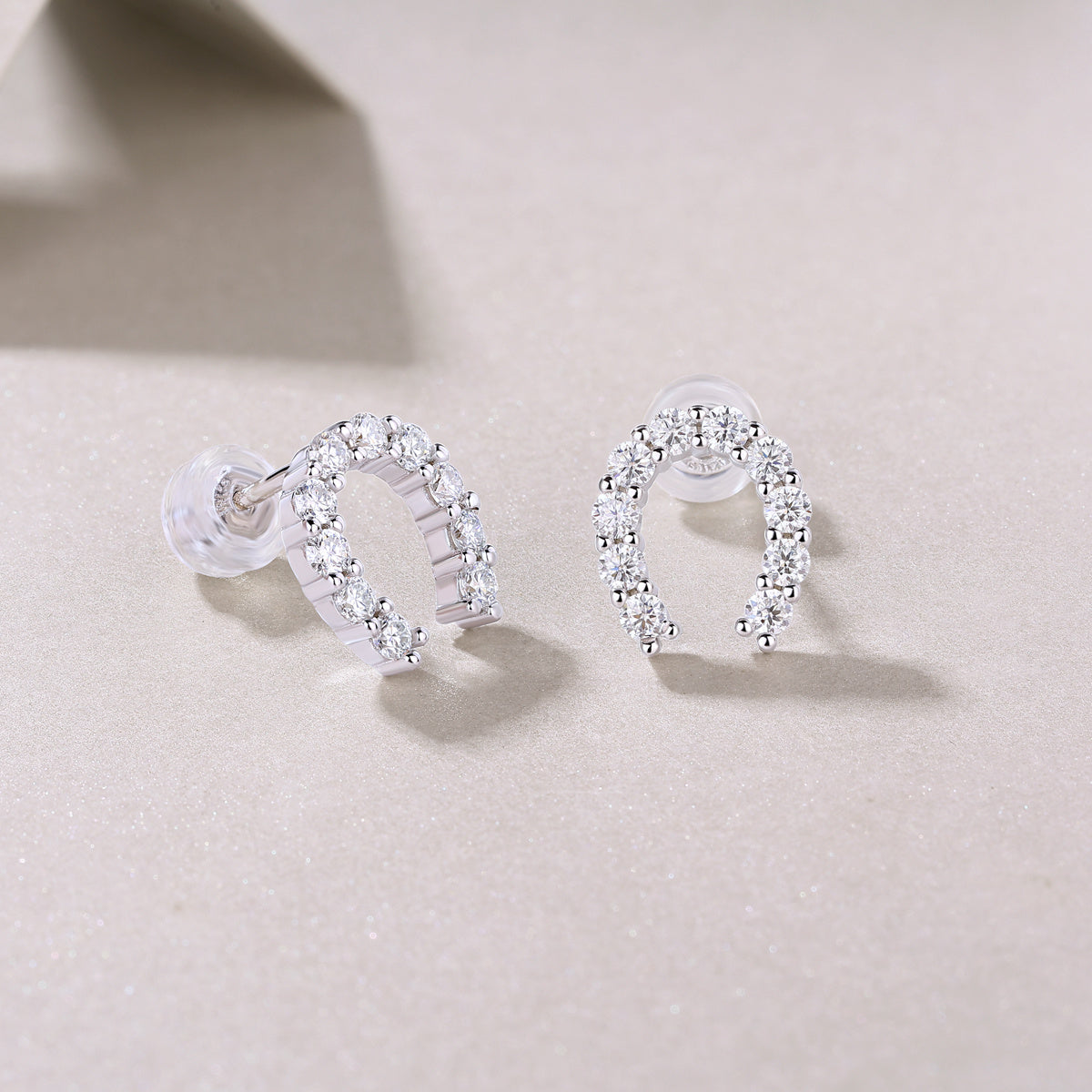 Keep Happiness Diamond Set Moissanite Silver Earrings