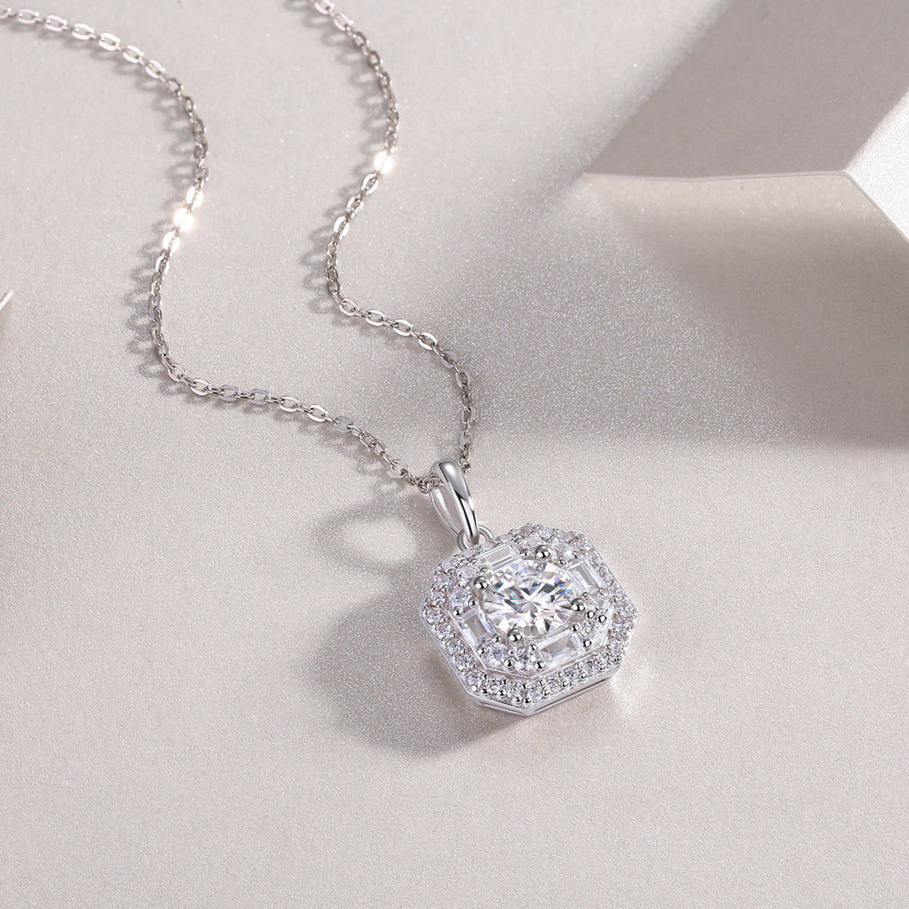 Moissan Diamond S925 Sterling Silver And Platinum-plated Pendant