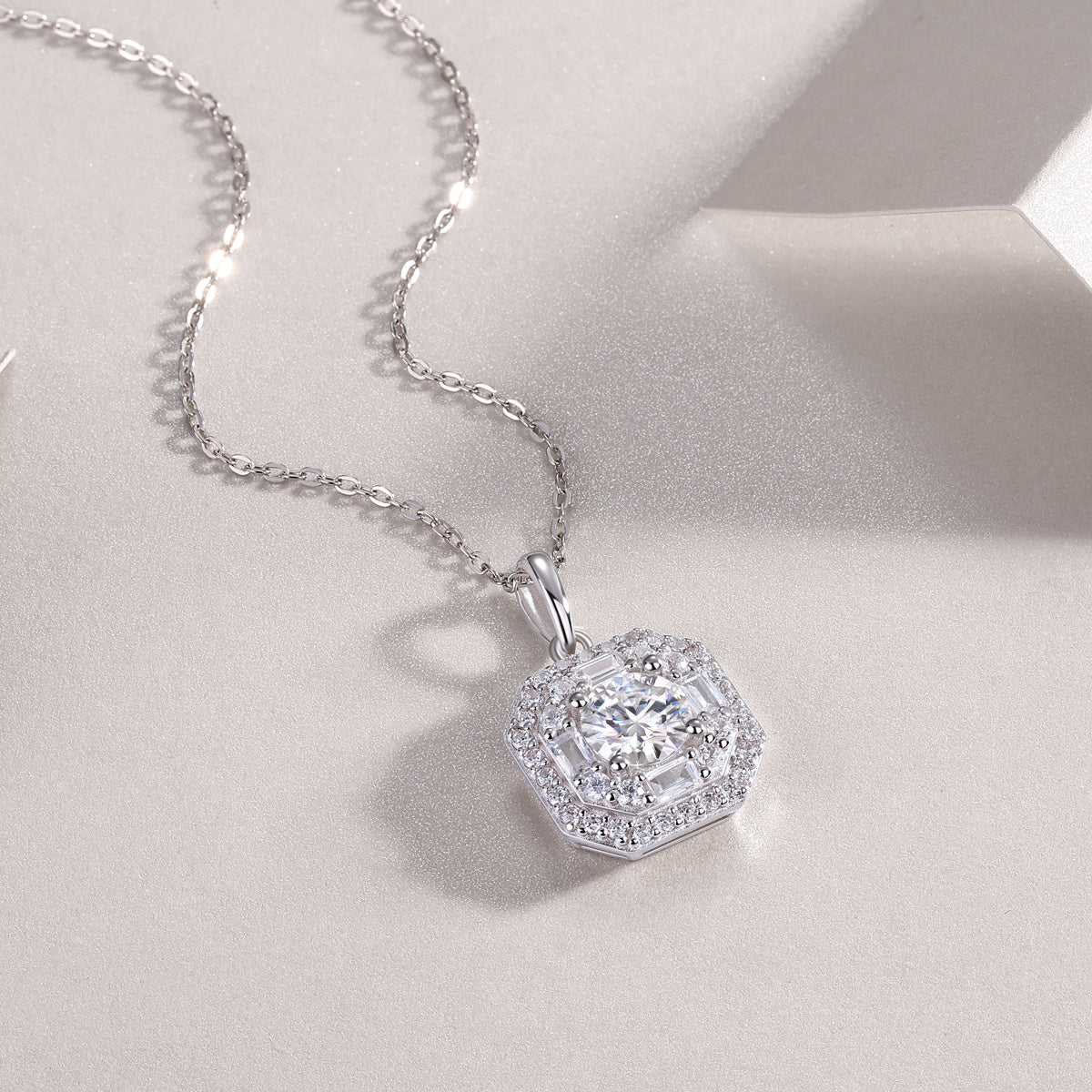 Moissan Diamond S925 Sterling Silver And Platinum-plated Pendant