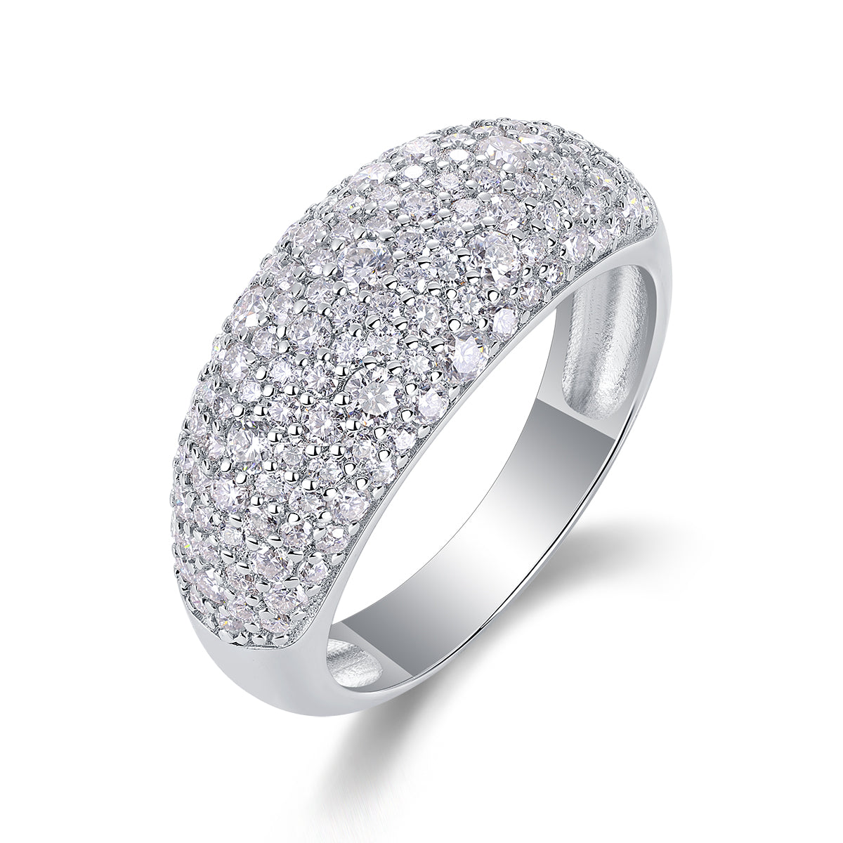 Moonlit Night Stars - A Fashionable S925 Sterling Silver And Platinum Diamond Ring