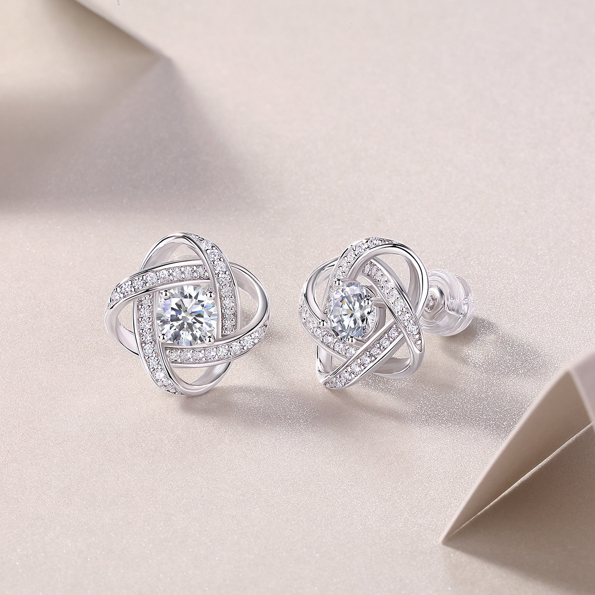 Hope Beam -Platinum-plated Stud Earrings
