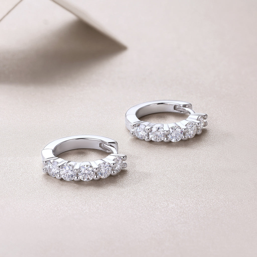 Dawn Diamond Set With Moissanite Silver Earrings