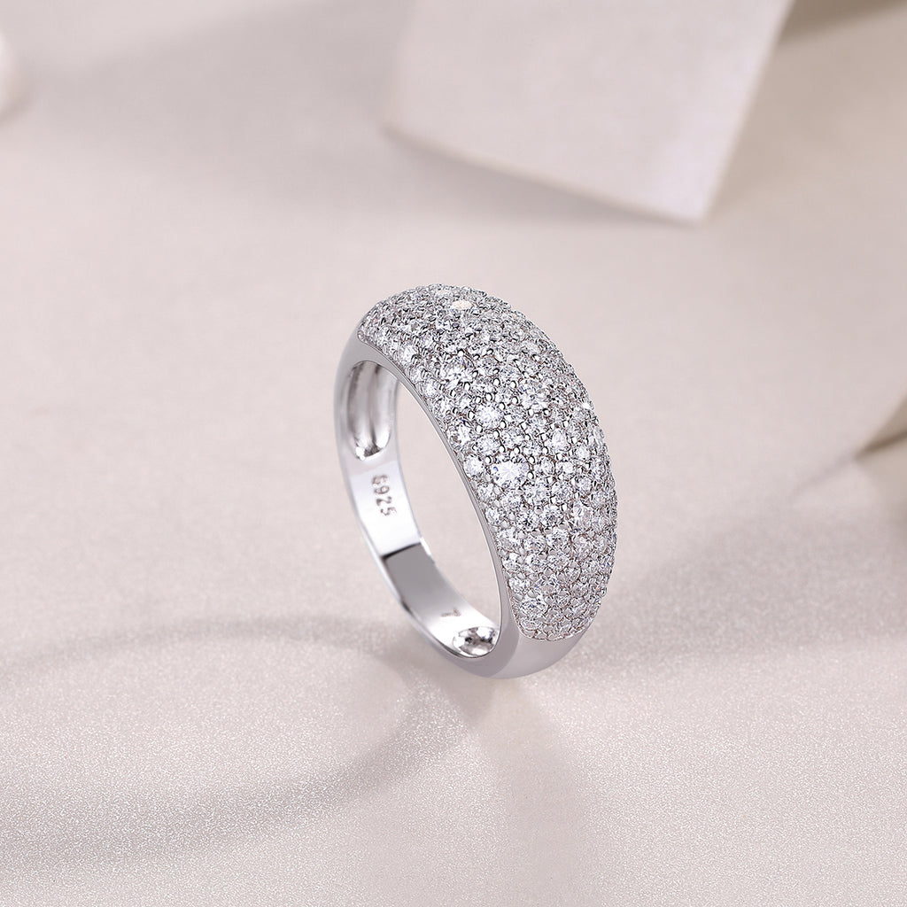 Moonlit Night Stars - A Fashionable S925 Sterling Silver And Platinum Diamond Ring