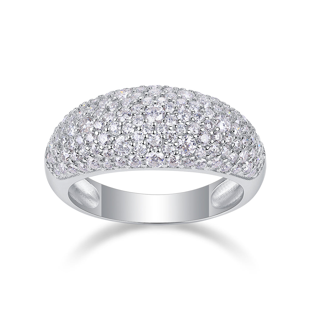 Moonlit Night Stars - A Fashionable S925 Sterling Silver And Platinum Diamond Ring