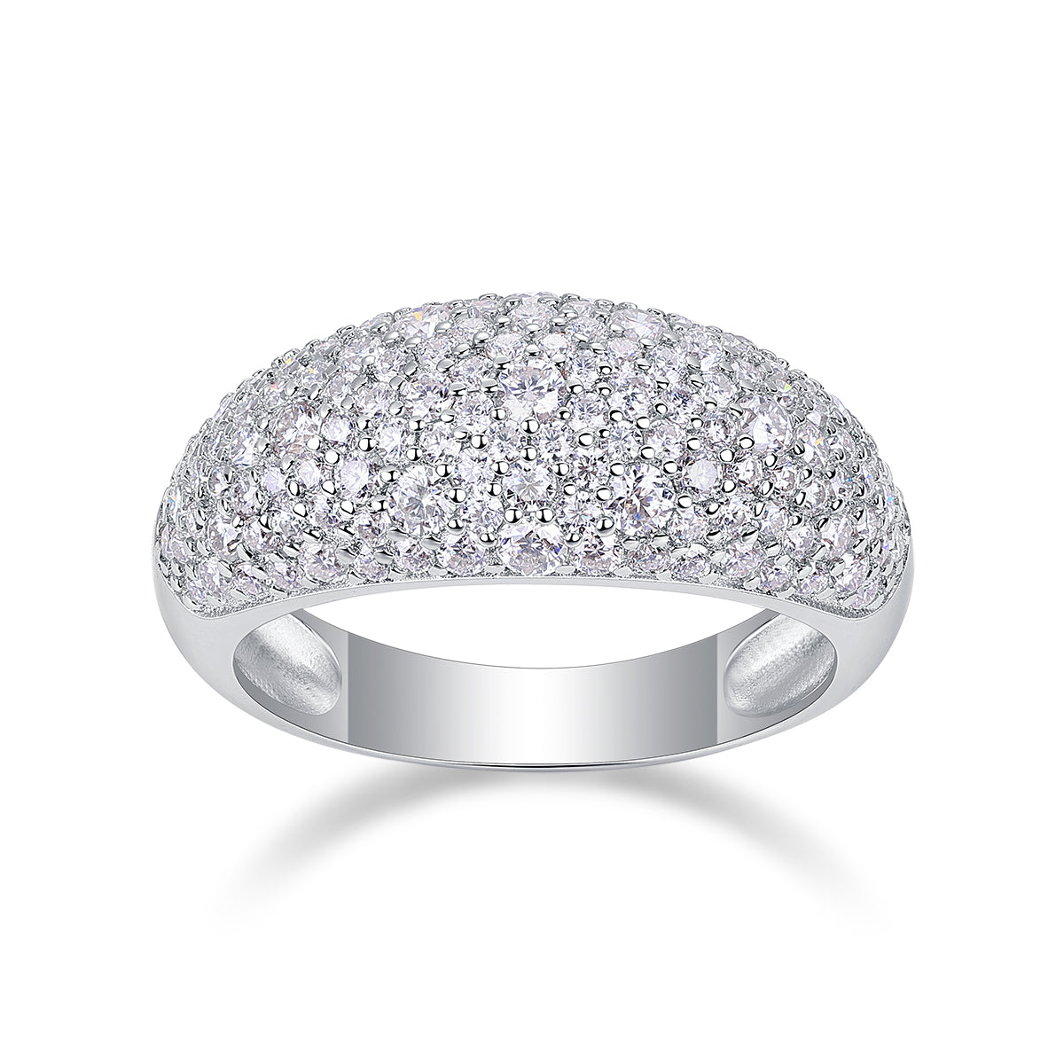 Moonlit Night Stars - A Fashionable S925 Sterling Silver And Platinum Diamond Ring