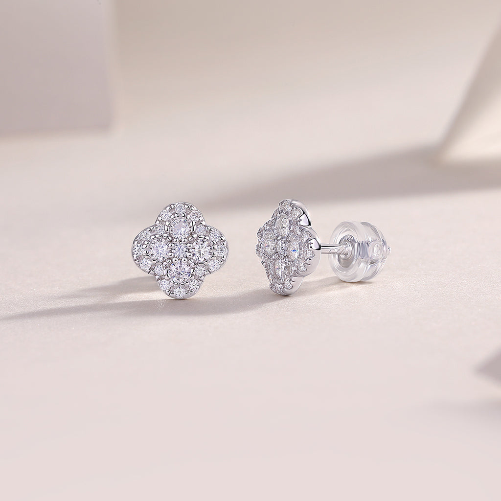 Earrings Set With Moissanite S925 Sterling Silver And Platinum-plated Stud Earrings