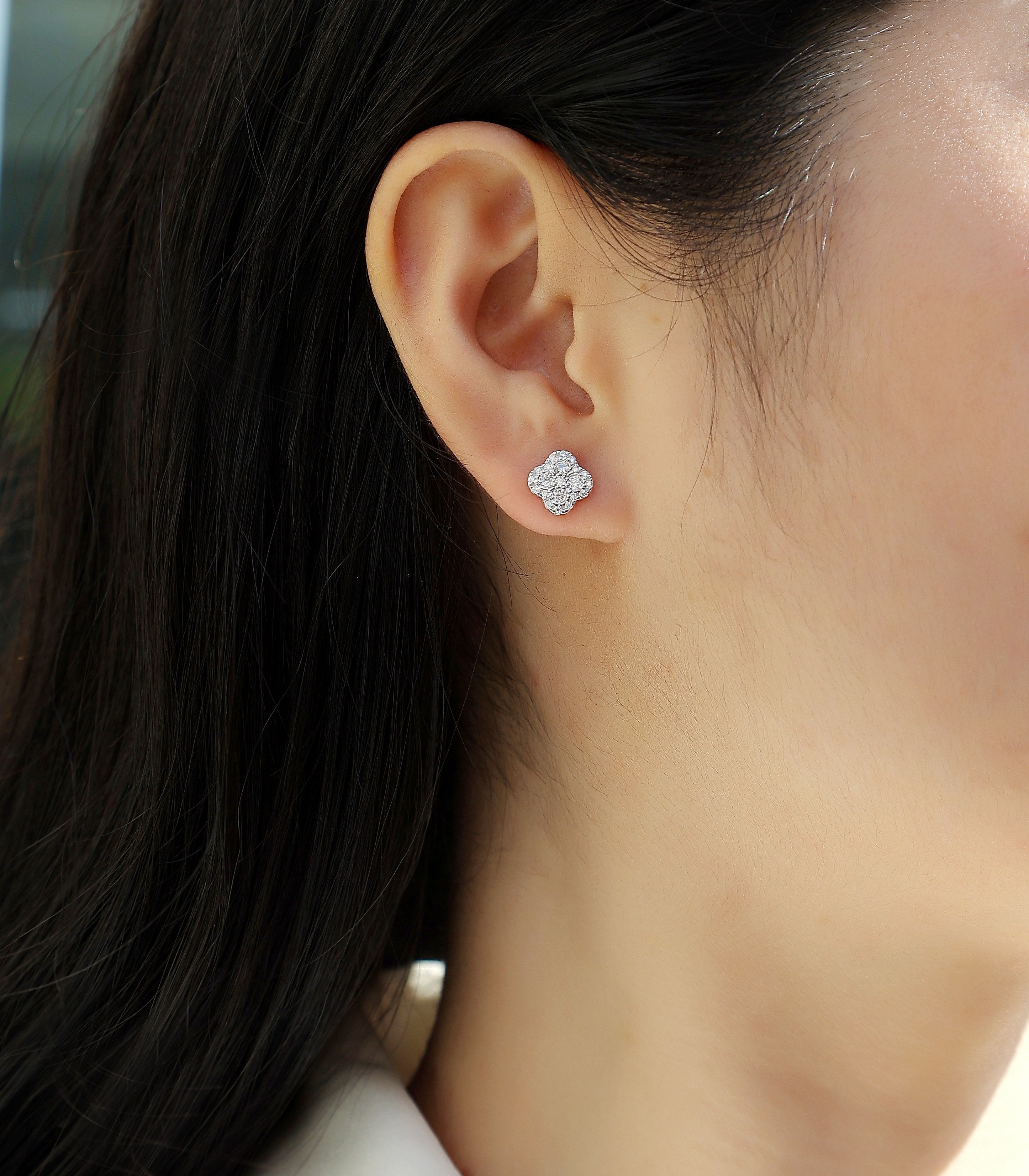Earrings Set With Moissanite S925 Sterling Silver And Platinum-plated Stud Earrings