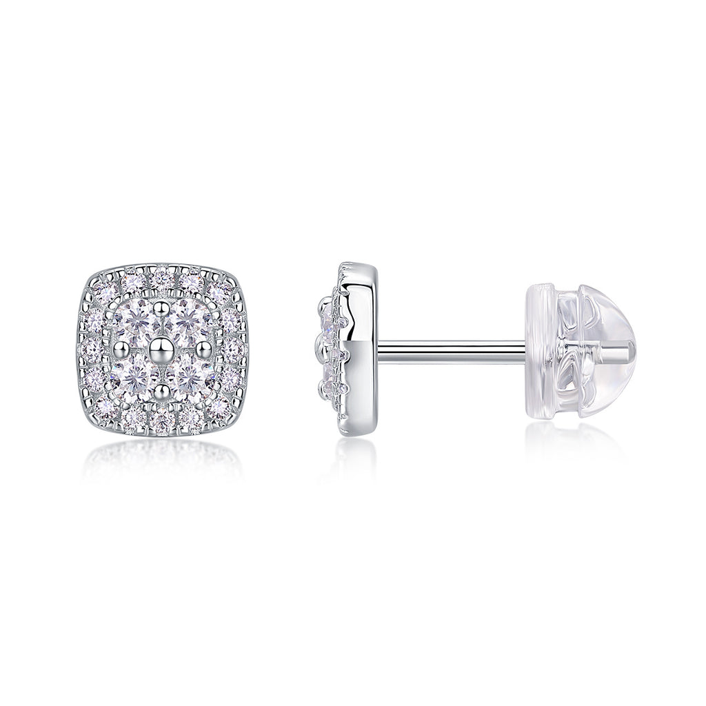 Fog Sea - S925 Sterling Silver And Platinum-plated Stud Earrings