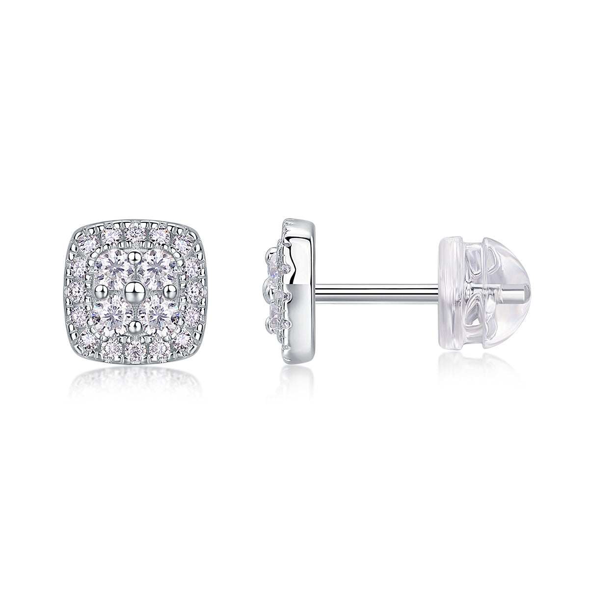 Fog Sea - S925 Sterling Silver And Platinum-plated Stud Earrings