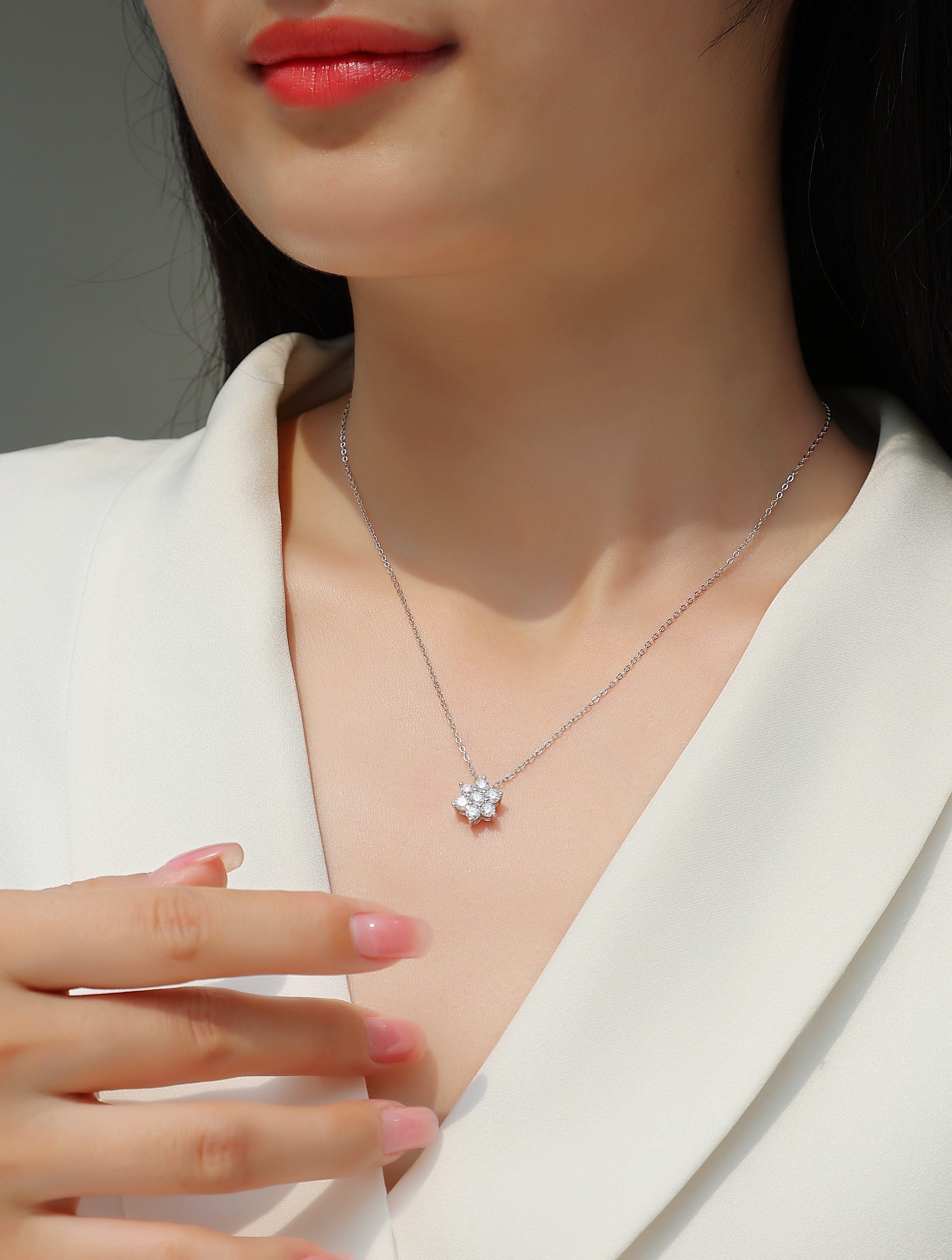 Snowflakes Fluttering - A Fashionable And Luxurious Diamond Jewelry Pendant Set With Moissanite