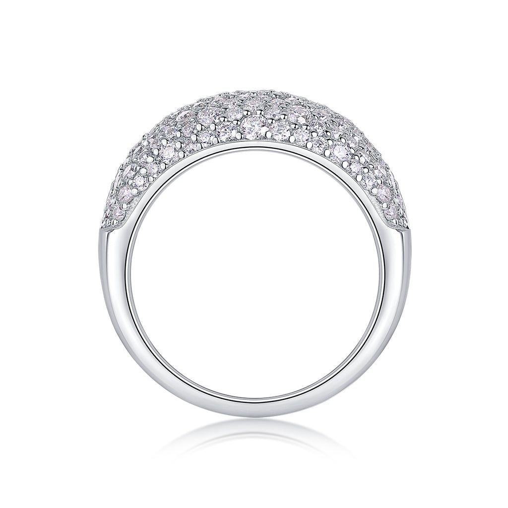 Moonlit Night Stars - A Fashionable S925 Sterling Silver And Platinum Diamond Ring
