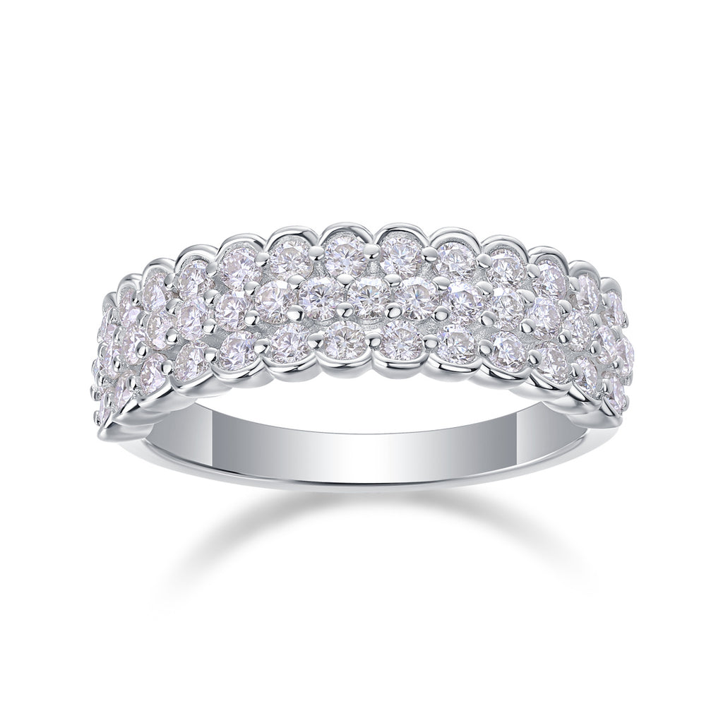 Multi-row Diamond Ring Luxury Fashion Set Moissanite Silver Ring