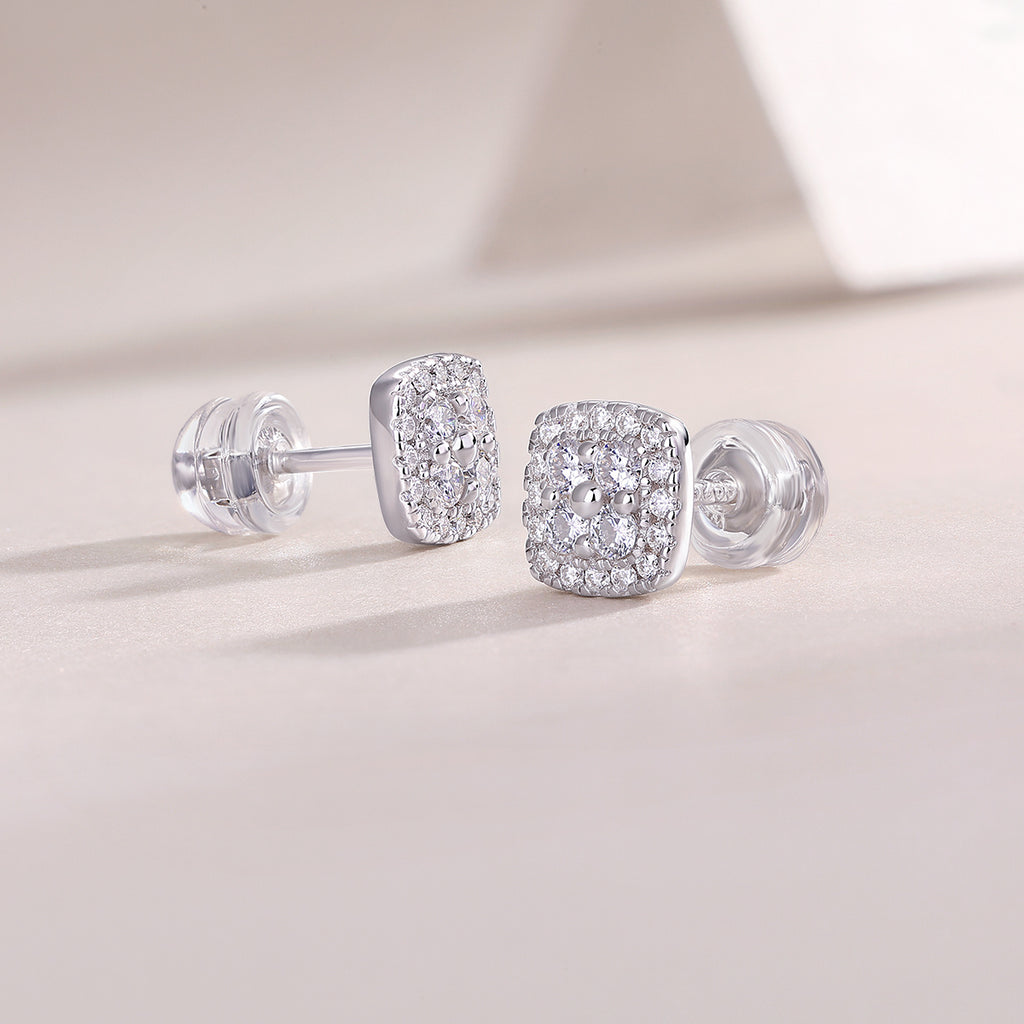Fog Sea - S925 Sterling Silver And Platinum-plated Stud Earrings