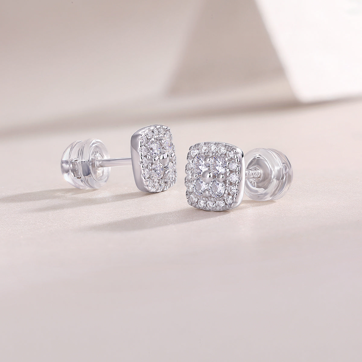 Fog Sea - S925 Sterling Silver And Platinum-plated Stud Earrings