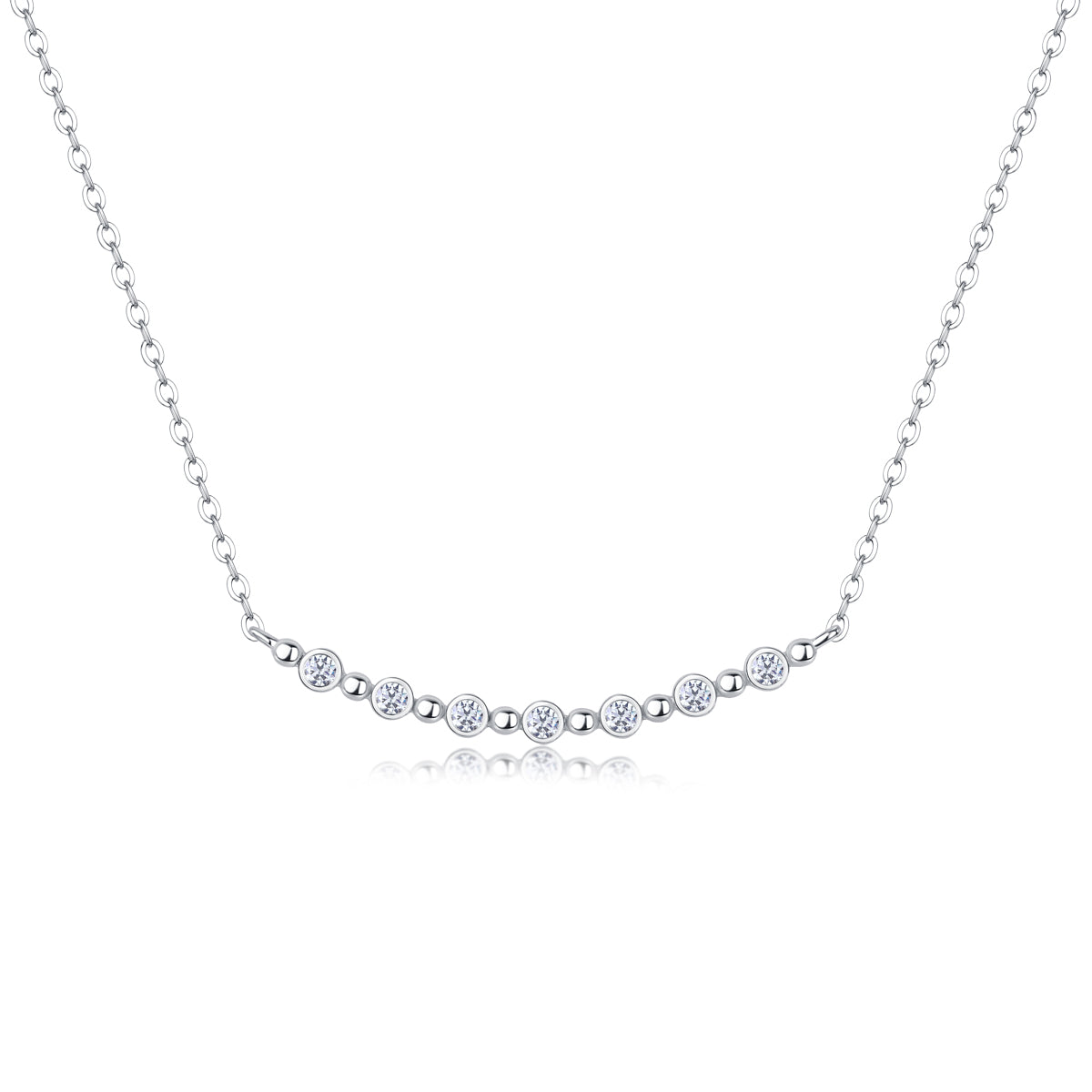 White Moon And Stars - S925 Sterling Silver And Platinum Plating