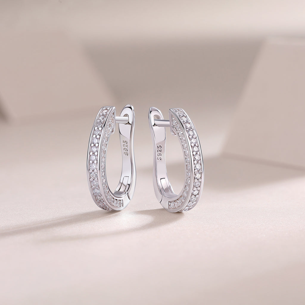 Highlight - S925 Moissanite Sterling Silver Earrings With Platinum