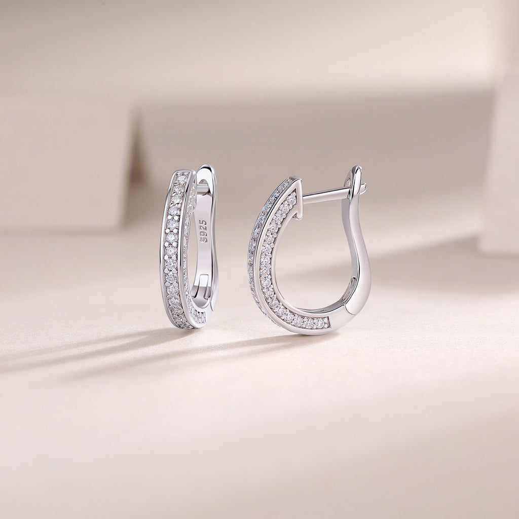Highlight - S925 Moissanite Sterling Silver Earrings With Platinum