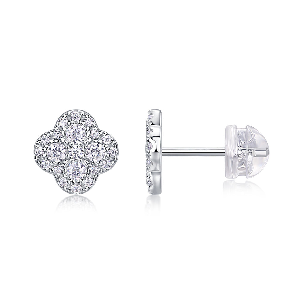 Earrings Set With Moissanite S925 Sterling Silver And Platinum-plated Stud Earrings