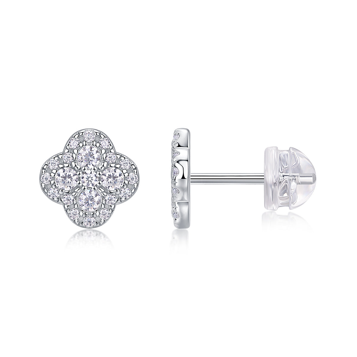 Earrings Set With Moissanite S925 Sterling Silver And Platinum-plated Stud Earrings