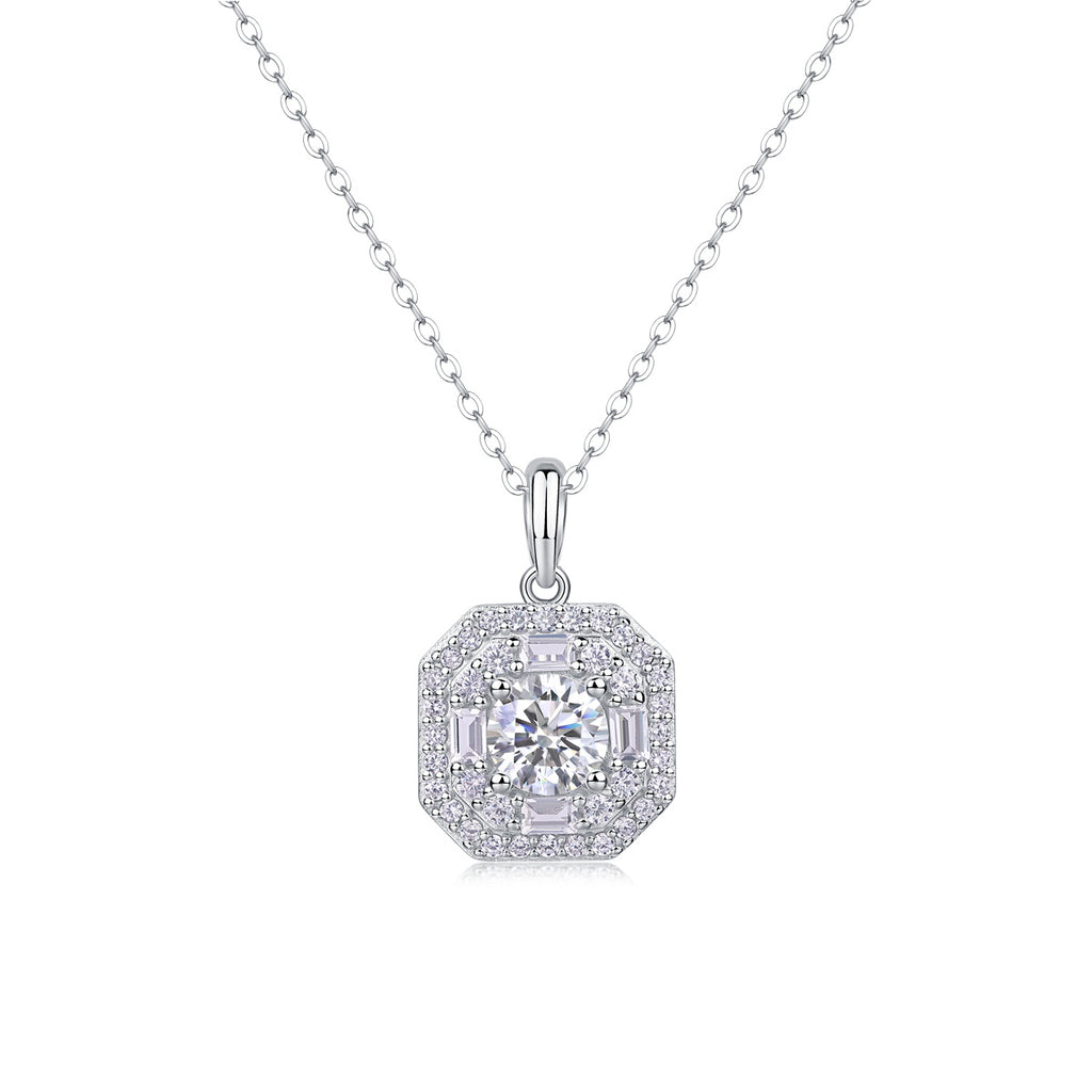Moissan Diamond S925 Sterling Silver And Platinum-plated Pendant