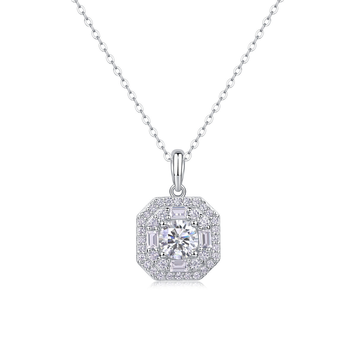 Moissan Diamond S925 Sterling Silver And Platinum-plated Pendant