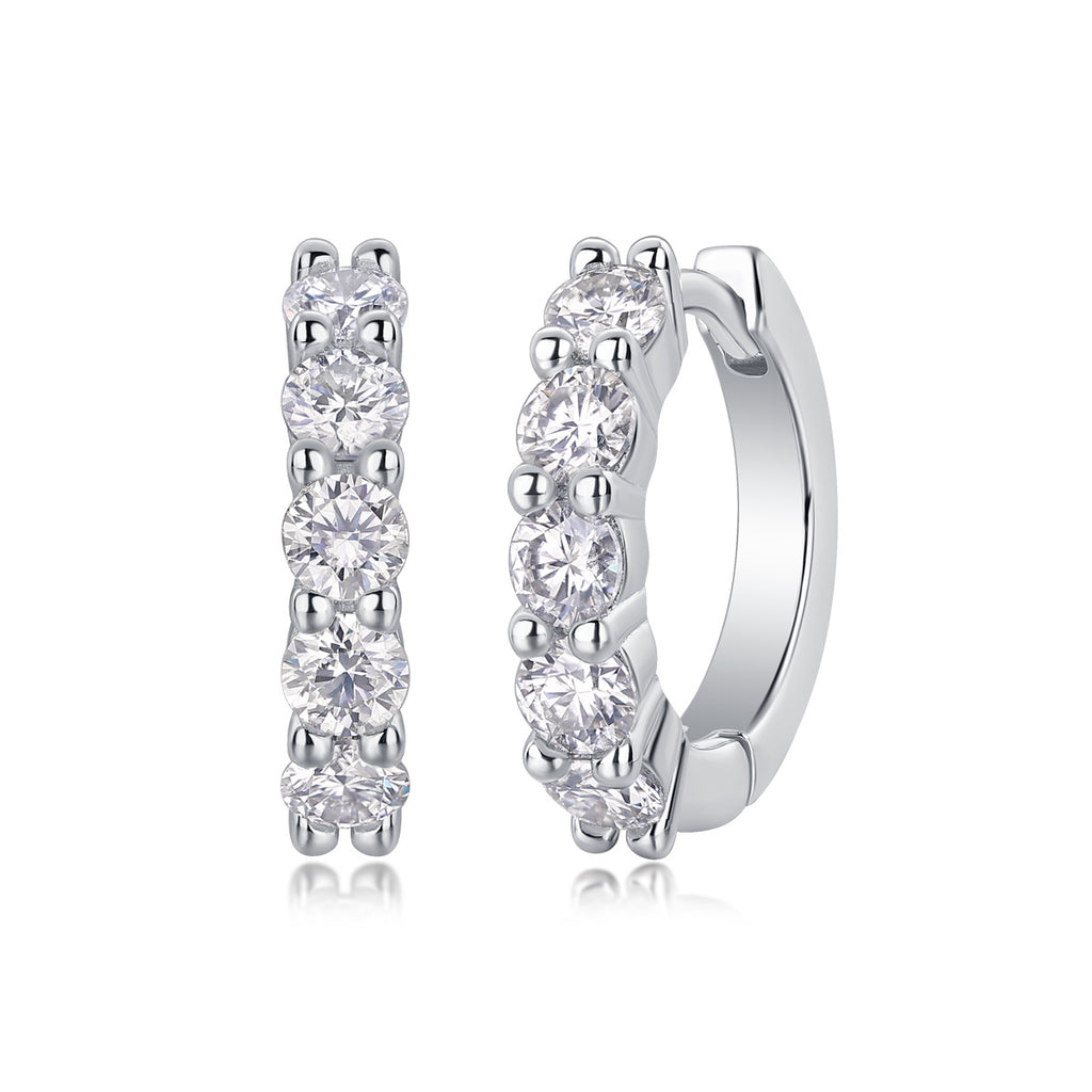 Dawn Diamond Set With Moissanite Silver Earrings