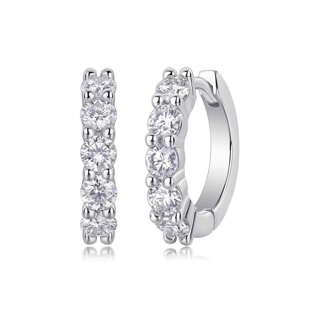 Dawn Diamond Set With Moissanite Silver Earrings