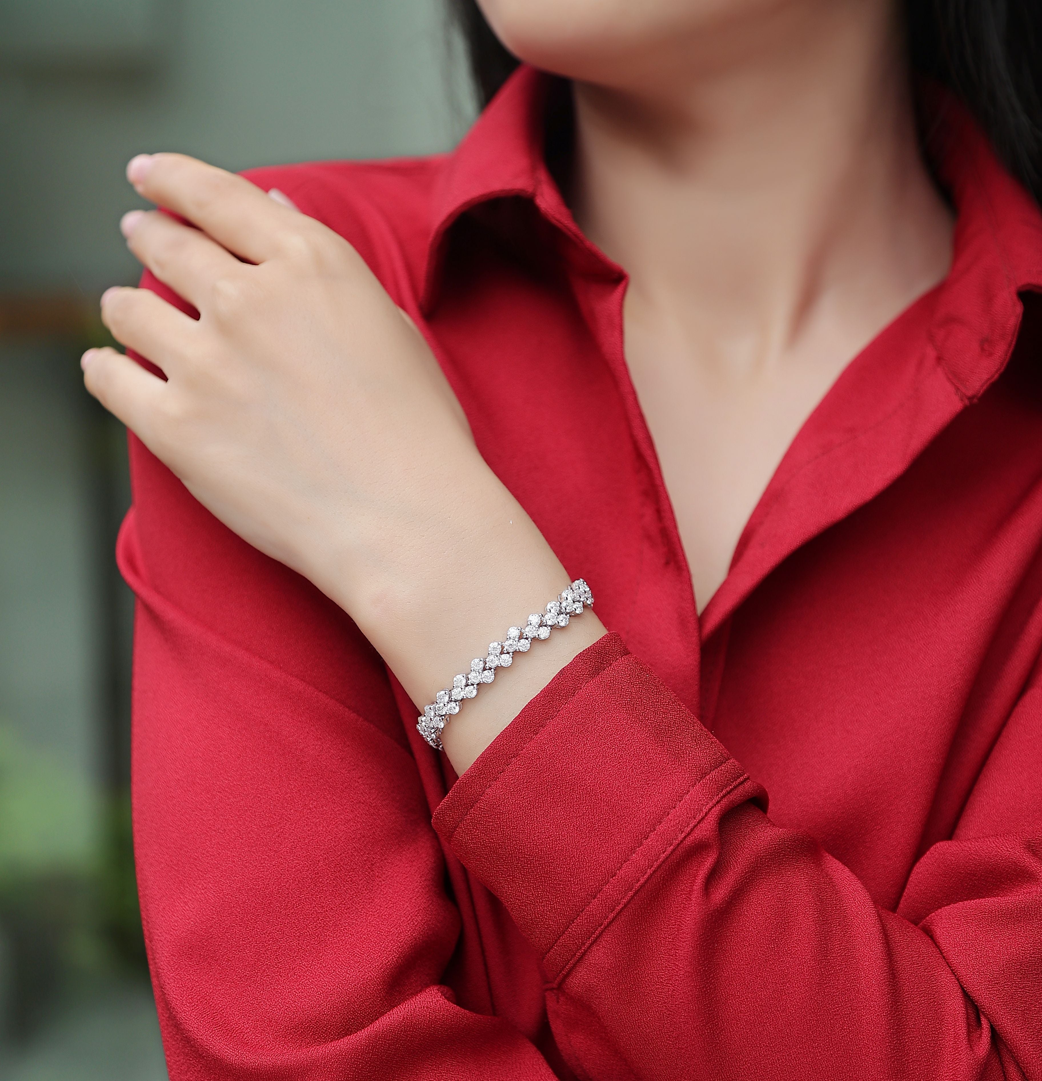 Kanong Luxury Fashion Mossan Diamond S925 Silver Bracelet
