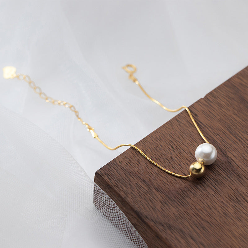 S925 Silver Shell Pearls Synthetic Pearl Simplicity Bracelet For Women