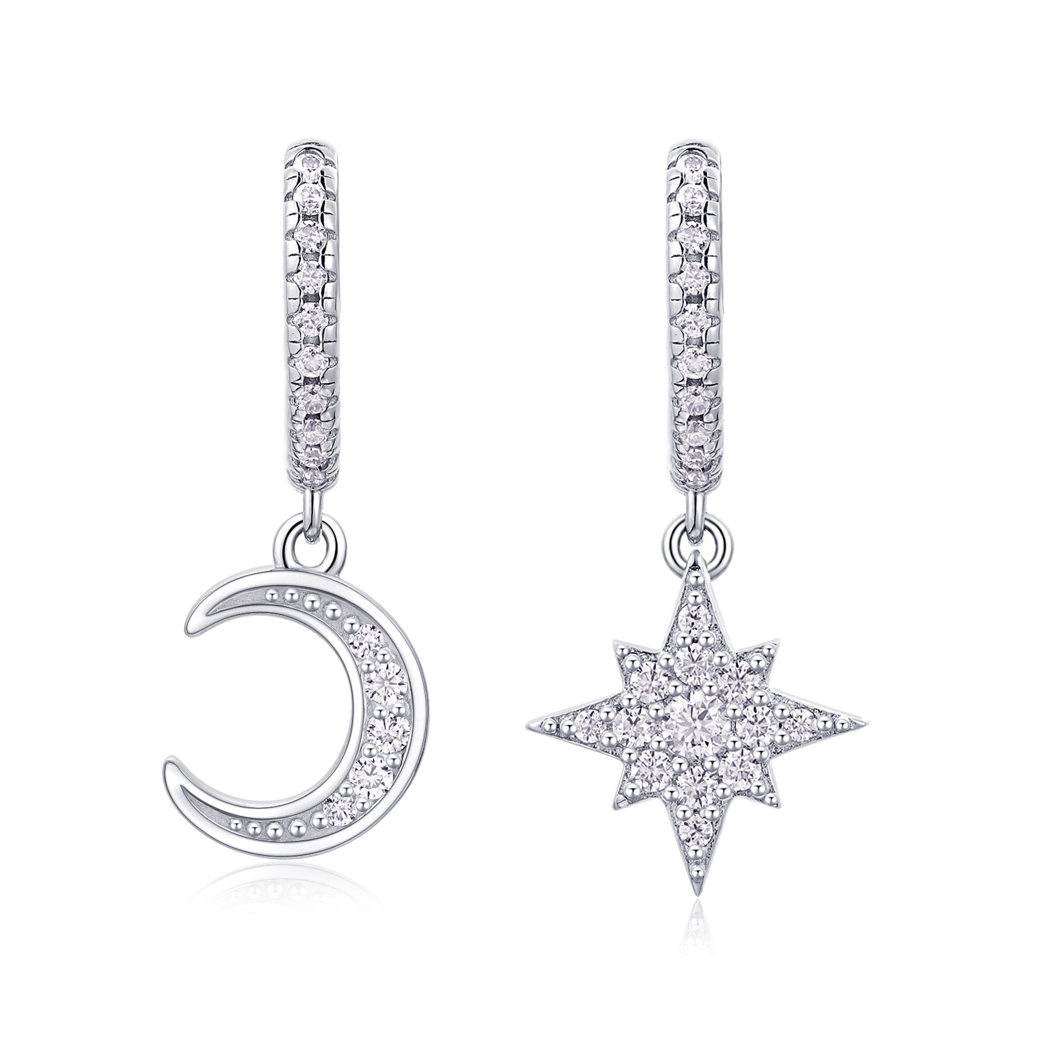 Star And Moon Interdependent - Fashionable Earrings