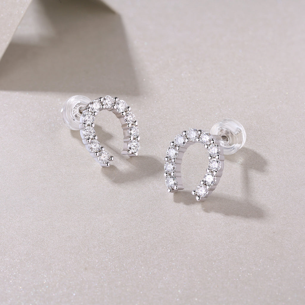 Keep Happiness Diamond Set Moissanite Silver Earrings